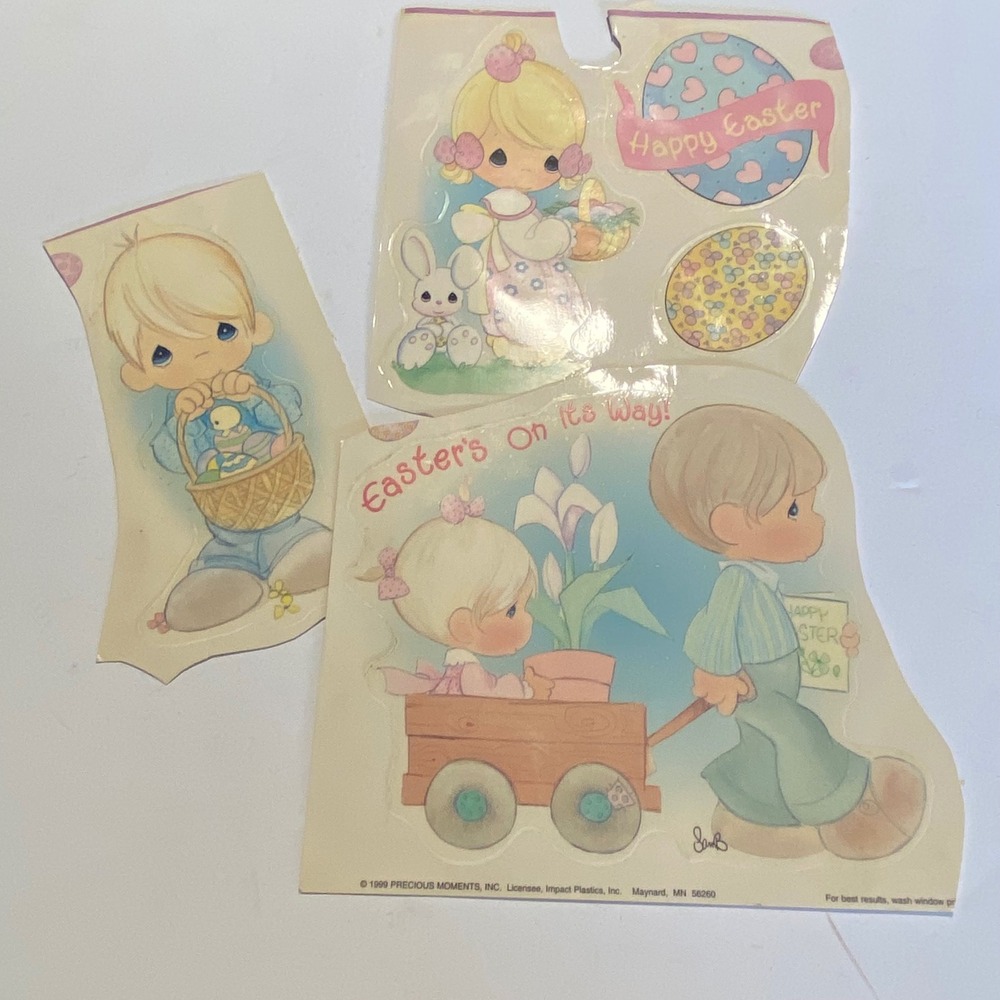 Precious Moments Window Clings Kids Multi Good Vintage 1999 Easter Decor